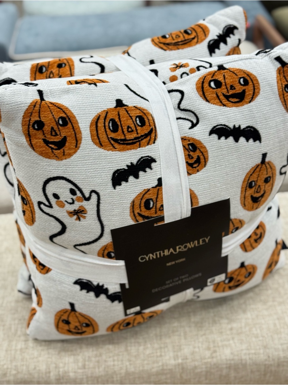 Cynthia Rowley Halloween Pumpkin & Ghost Throw Blanket - White & Orange